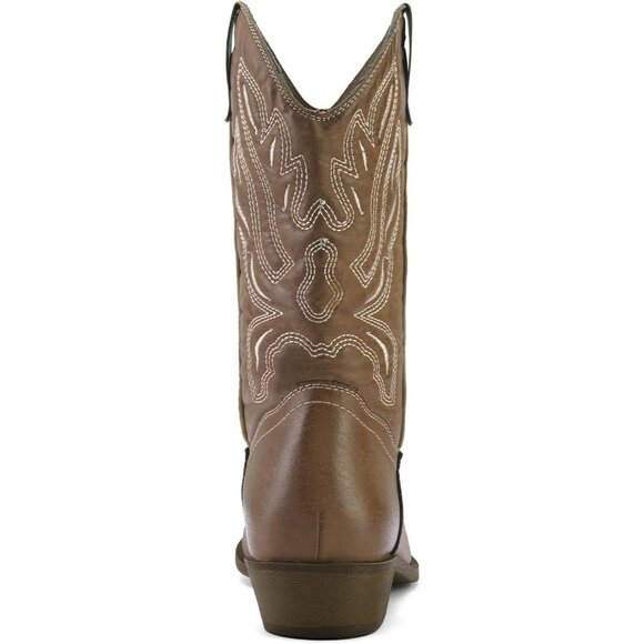 mysoft Women's Light Brown Western Cowboy Boots Mid Calf Pointed Toe Cowgirl - Picture 5 of 6